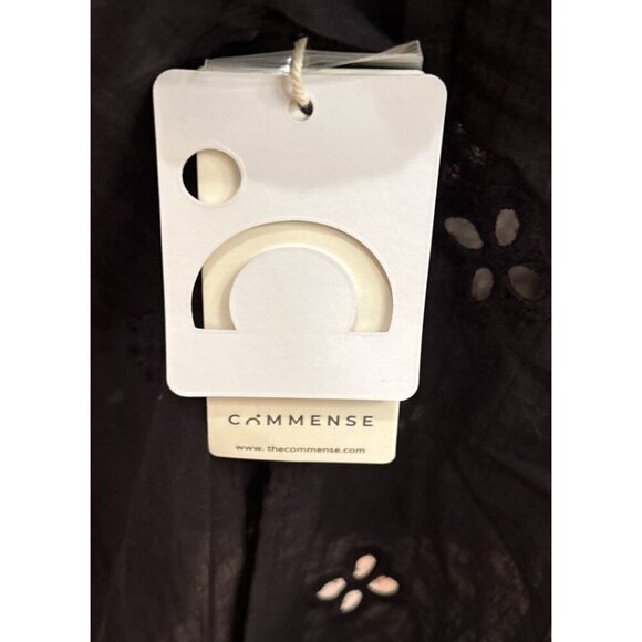 Commense Black Semi-Sheer Cotton Eyelet Keyhole Midi Dress Size Small NEW - Picture 5 of 5